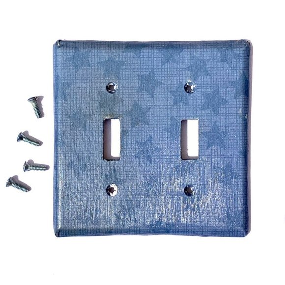 Blue Stars light switch plate double - Picture 2 of 3